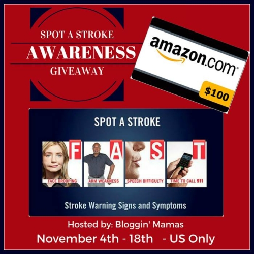 SPOT A Stroke Awareness Giveaway Ends 11-18. US 18+.